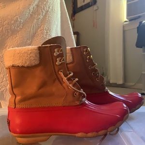 Sperry red duck boots